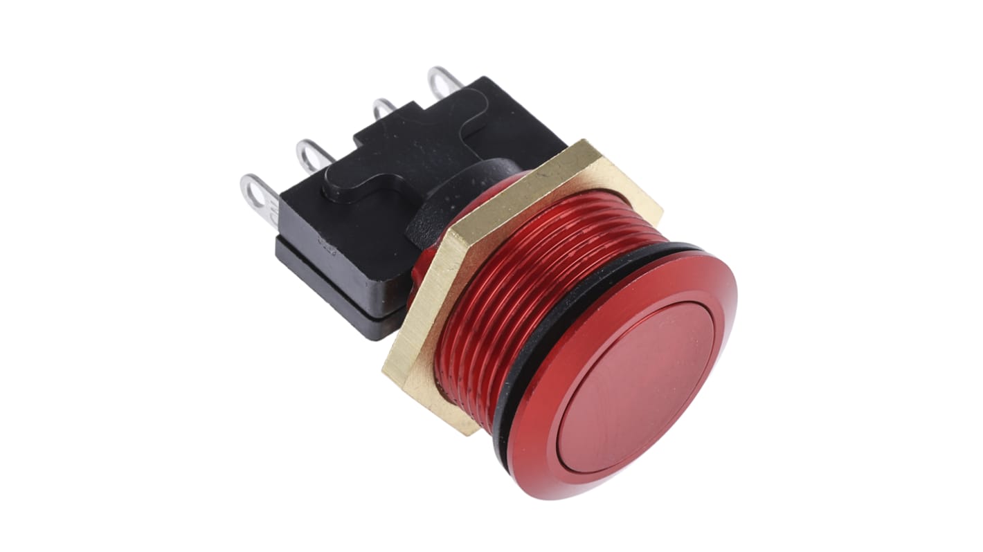 ITW Switches 76-95 Series Push Button Switch, Momentary, Panel Mount, 19.2mm Cutout, SPDT, 250V ac, IP67