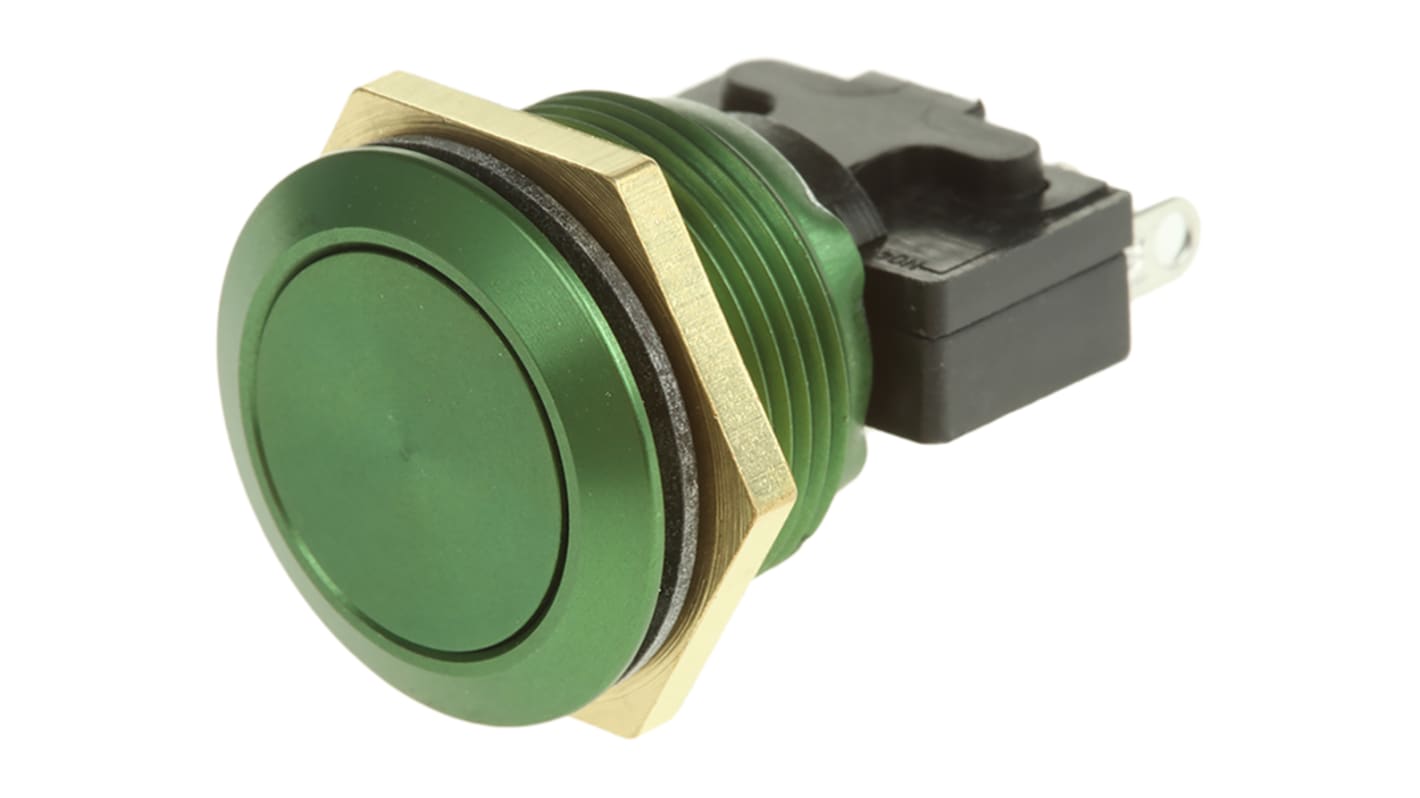 ITW Switches 76-95 Series Push Button Switch, Momentary, Panel Mount, 19.2mm Cutout, SPDT, 250V ac, IP67