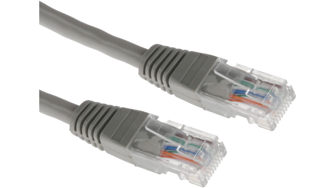 RS PRO, 5m Cat5e, Grey RJ45 to Male RJ45 Male, U/UTPUnshielded, Terminated PVC Sheath