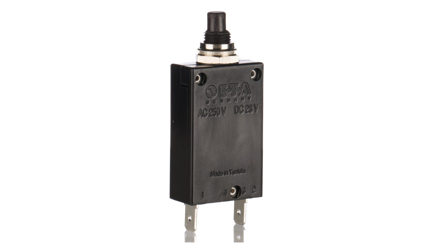ETA Thermal Circuit Breaker - 2-5700  Single Pole 250V Voltage Rating Panel Mount, 25A Current Rating