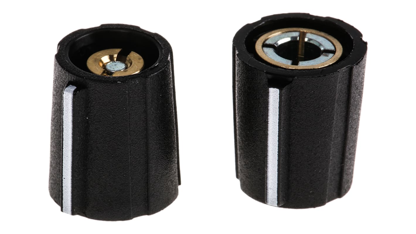 Sifam ナイロン ノブ, 4mm, 丸型軸 直径:11.5mm, ライン入りコレットノブ