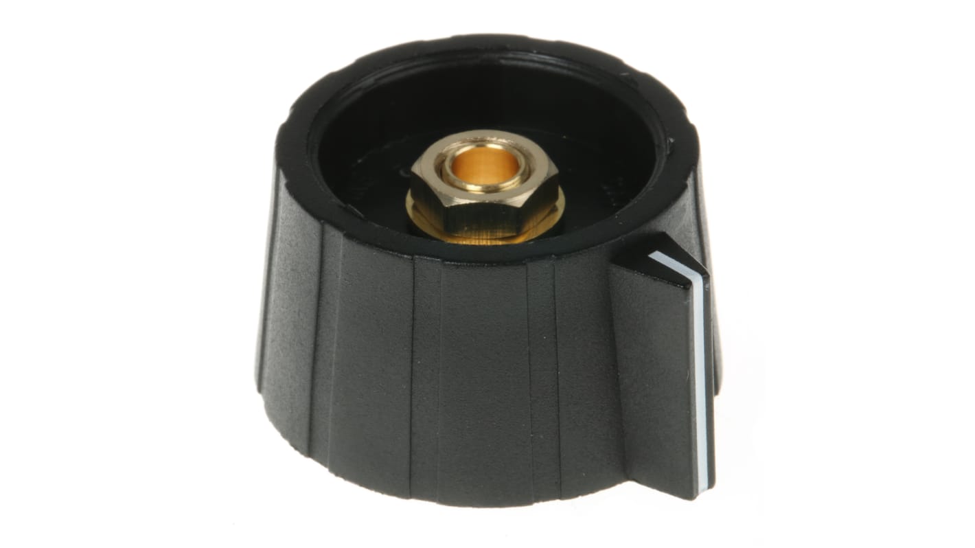 Sifam 29.5mm Black Potentiometer Knob for 6.35mm Shaft Splined, SP291 250 BLACK