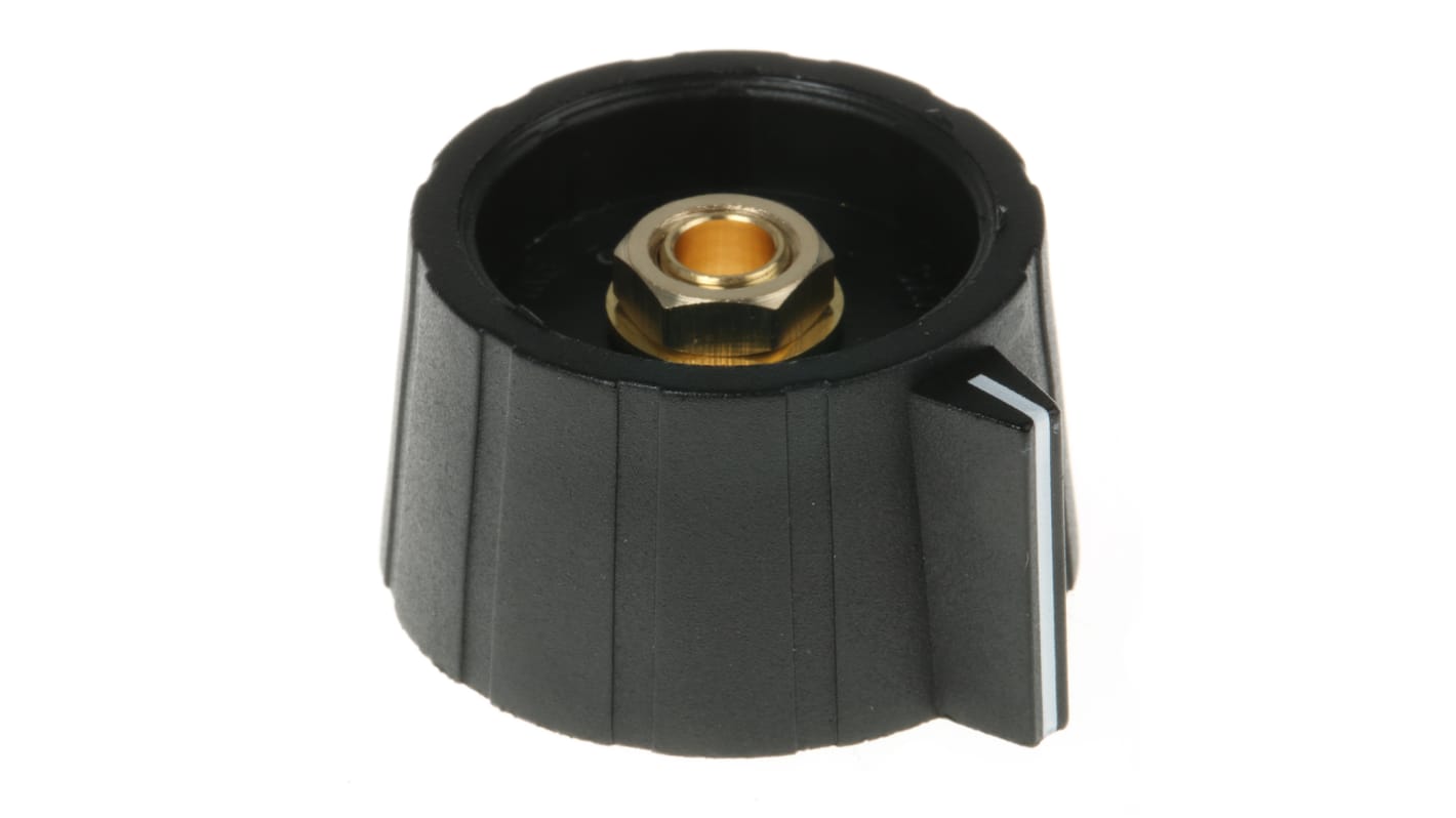 Sifam ナイロン ノブ, 6.35mm, 丸型軸 直径:29.5mm, ライン入りコレットノブ