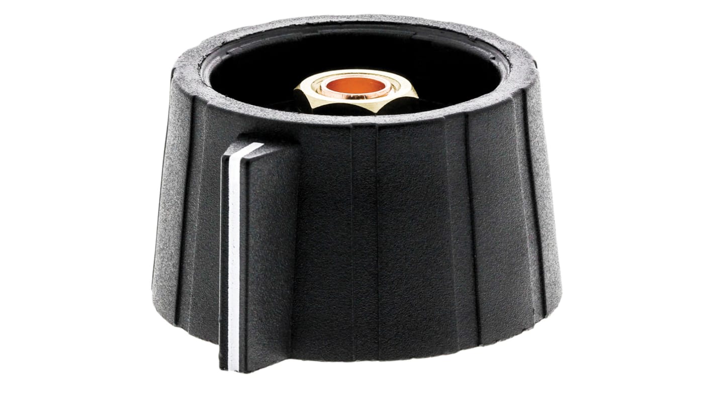 Sifam ナイロン ノブ, 6mm, 丸型軸 直径:29.5mm, ライン入りコレットノブ