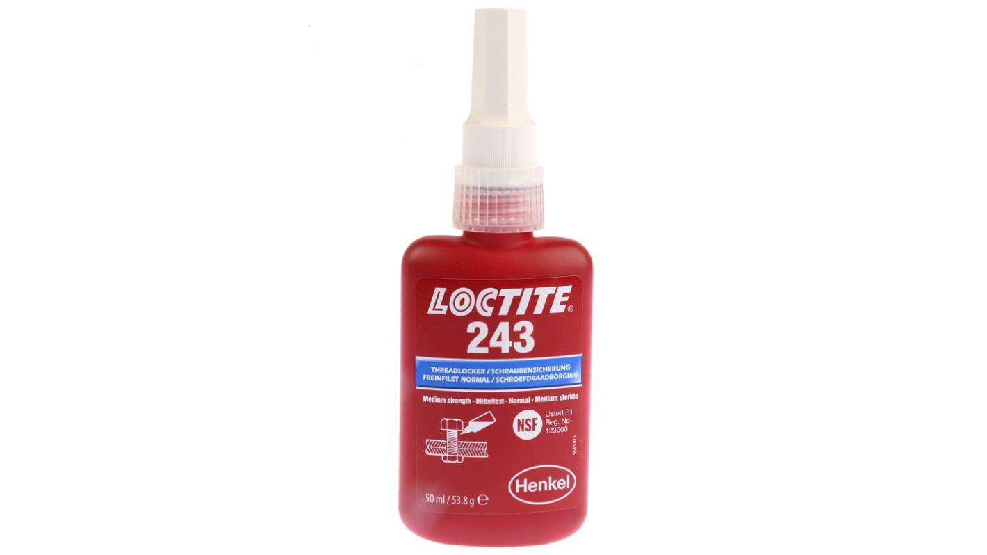 Loctite Loctite 243 Blue Threadlocking Adhesive, 50 ml, 2 h Cure Time