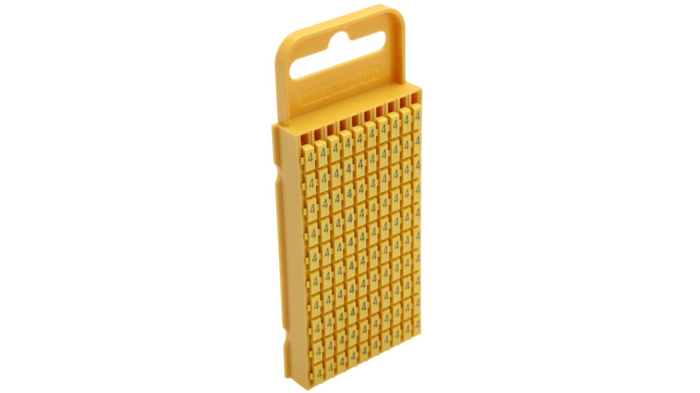 Segnacavo HellermannTyton Giallo A scatto, Ømin 4.3mm, Ømax 5.3mm, lunghezza 3mm, confez. da 100pz No 4