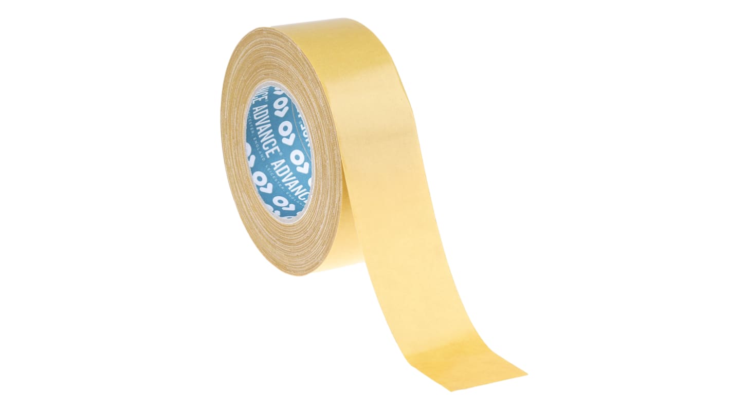 Advance Tapes AT305 Transparent Double Sided Cloth Tape, 0.34mm Thick, 7.8 N/cm, Cloth Backing, 50mm x 25m