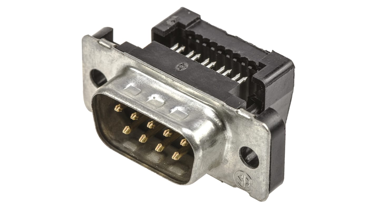 TE Connectivity Amplimite HDF-20 9 Way Right Angle Cable Mount D-sub Connector Plug, 2.76mm Pitch