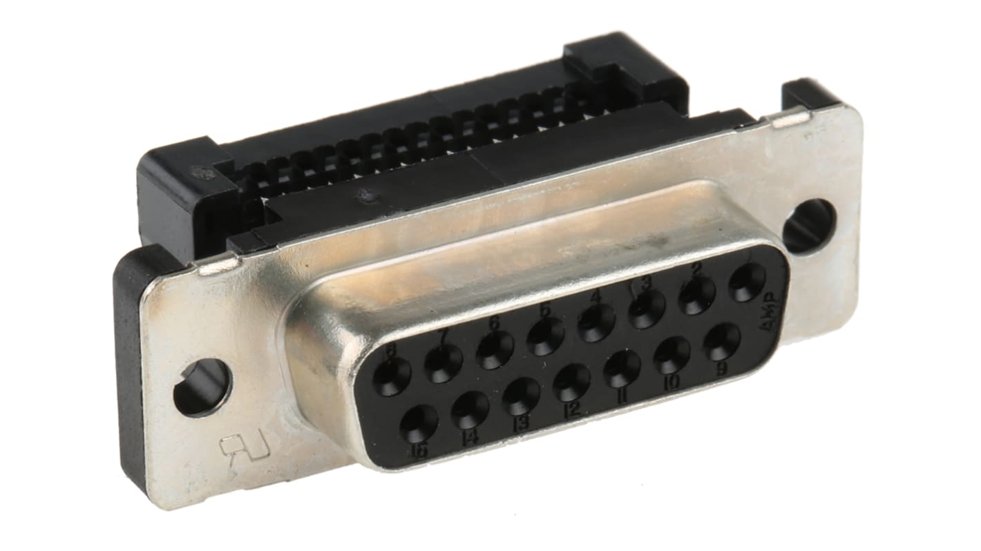 TE Connectivity Amplimite HDF-20 15 Way Right Angle Cable Mount D-sub Connector Socket, 2.76mm Pitch