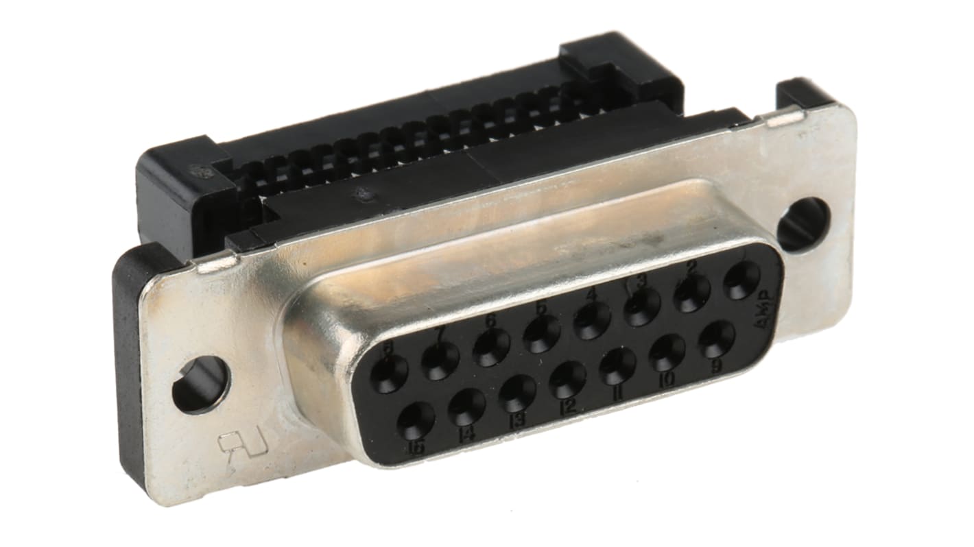 Conector D-sub TE Connectivity, Serie Amplimite HDF-20, paso 2.76mm, Ángulo de 90° , Montaje de Cable, Hembra,