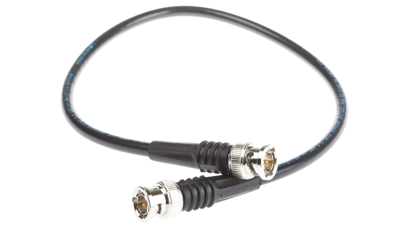 TE Connectivity Male BNC to Male BNC Coaxial Cable, 500mm, RG59 Coaxial, Terminated
