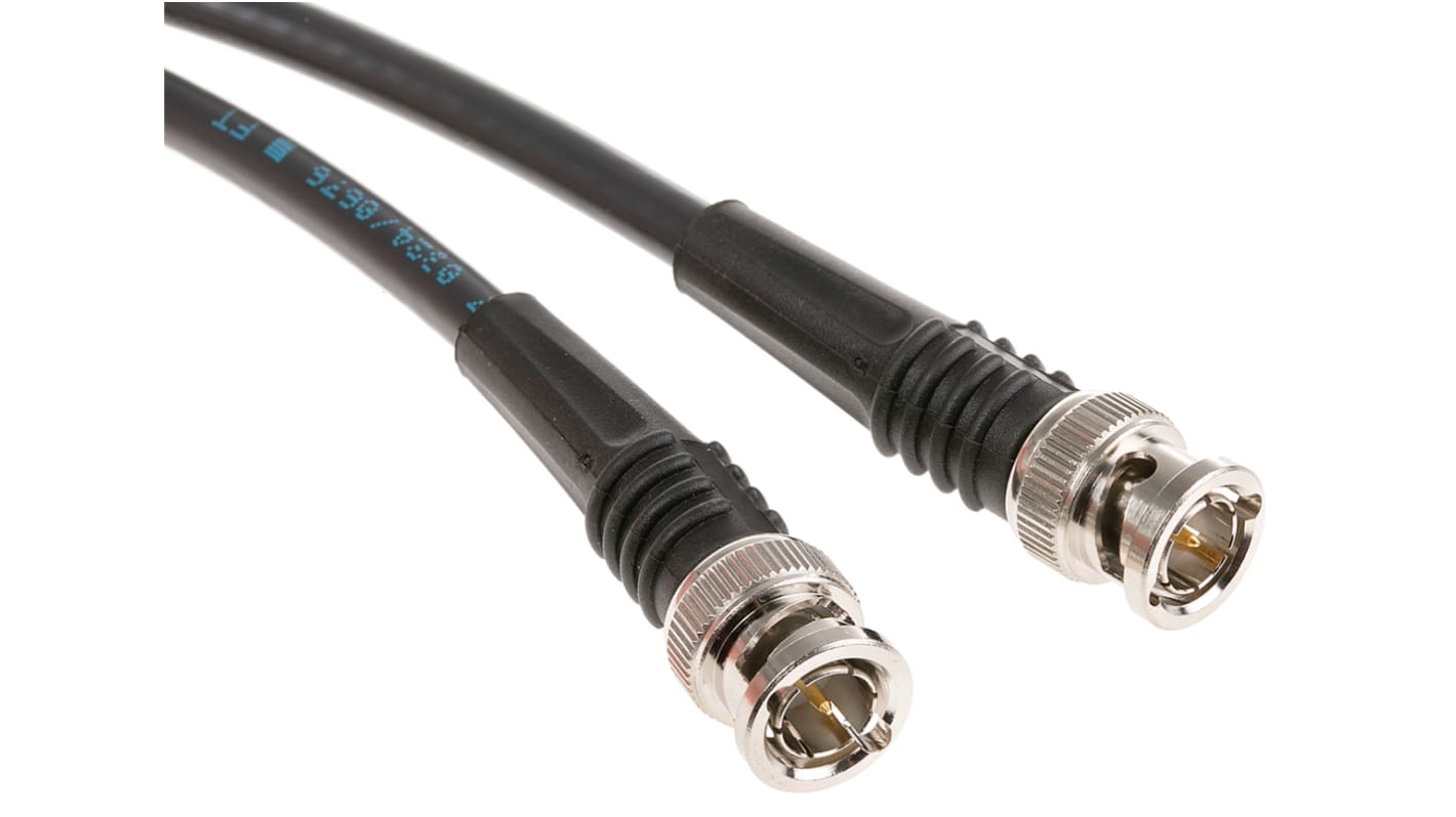 Cable coaxial RG59 TE Connectivity, 75 Ω, con. A: BNC, Macho, con. B: BNC, Macho, long. 600mm Negro