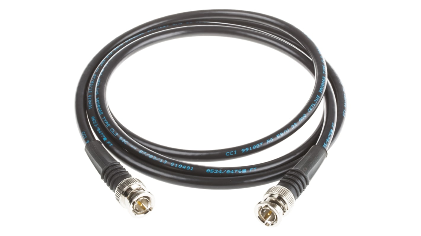 TE Connectivity Male BNC to Male BNC, 1.5m, RG59 Coaxial, Terminated75 Ω