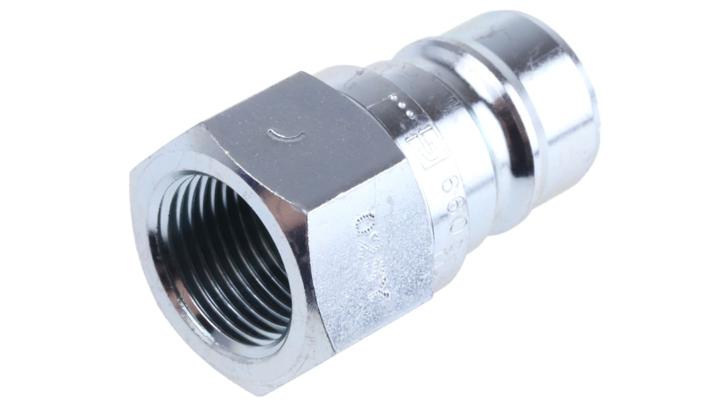 Parker Steel Male Hydraulic Quick Connect Coupling, G 3/8 Female