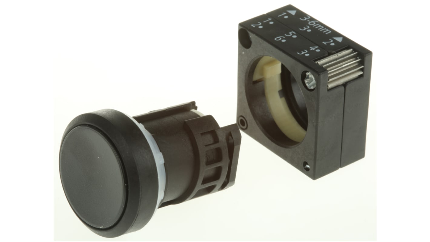 Siemens 3SB3 Series Black Round, Momentary Actuation, 22mm Cutout