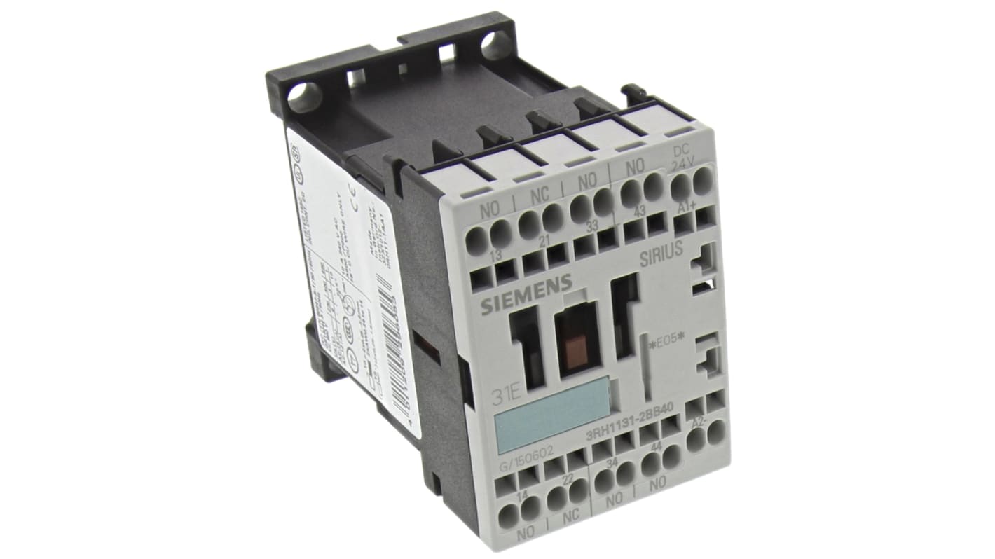 Siemens 3RH1 Series Contactor, 24 V dc Coil, 4-Pole, 10 A, 3NO, 220 V dc, 690 V ac