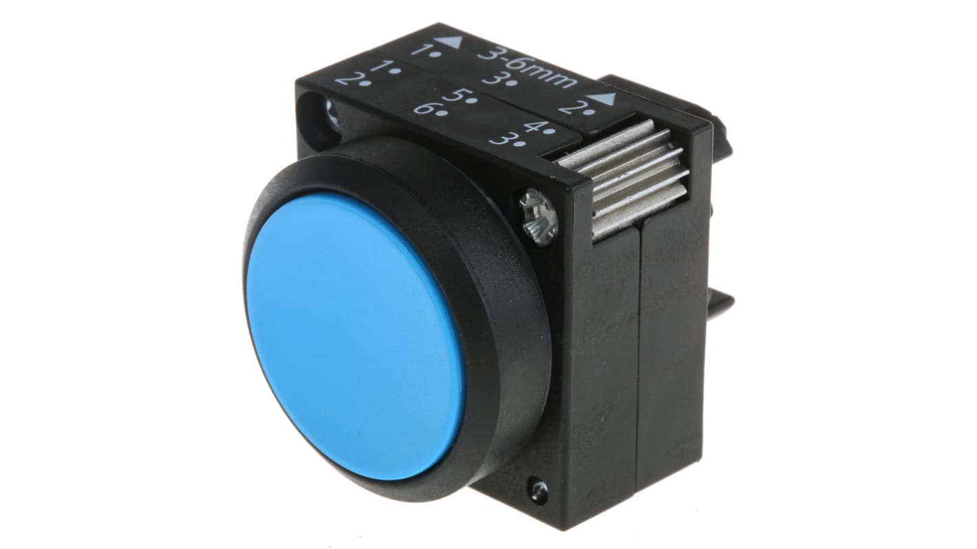 Siemens 3SB3 Series Blue Round, Momentary Actuation, 22mm Cutout
