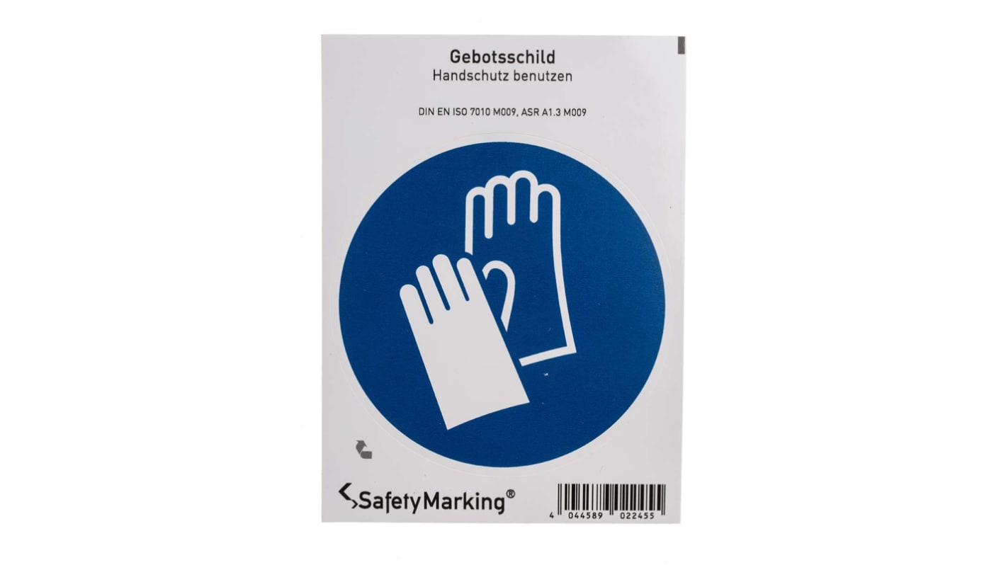 Wolk PVC Mandatory Hand Protection Sign With Pictogram Only Text