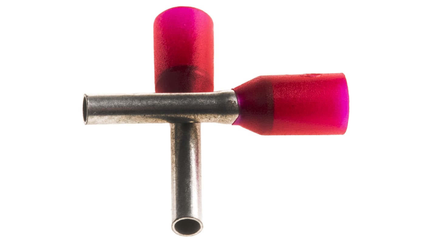 Weidmüller Insulated Crimp Bootlace Ferrule, 8mm Pin Length, 1.4mm Pin Diameter, 1mm² Wire Size, Red