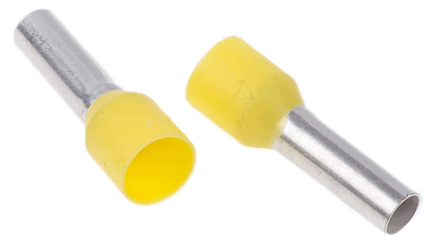 Weidmuller Insulated Crimp Bootlace Ferrule, 12mm Pin Length, 3.5mm Pin Diameter, 6mm² Wire Size, Yellow