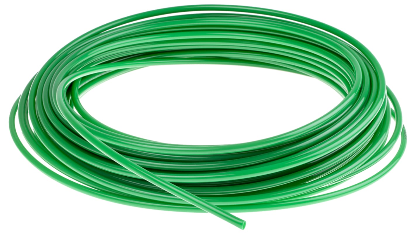 RS PRO 绿色尼龙气管, 4.5mm内径, 6mm外径, 30m长, 最高+70°C