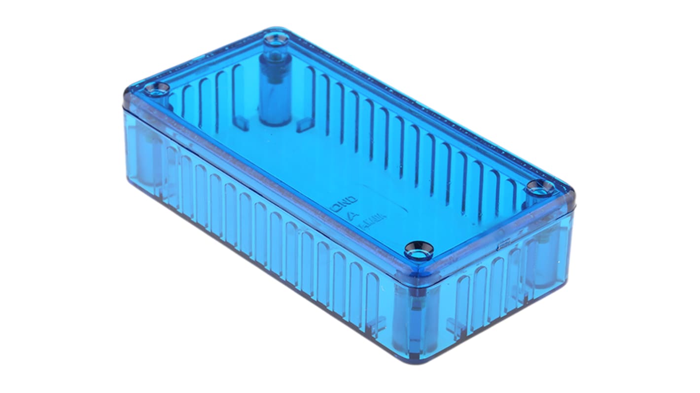 Hammond 1591 Series Transparent Blue Polycarbonate Enclosure, IP54, Transparent Blue Lid, 100 x 50 x 25mm