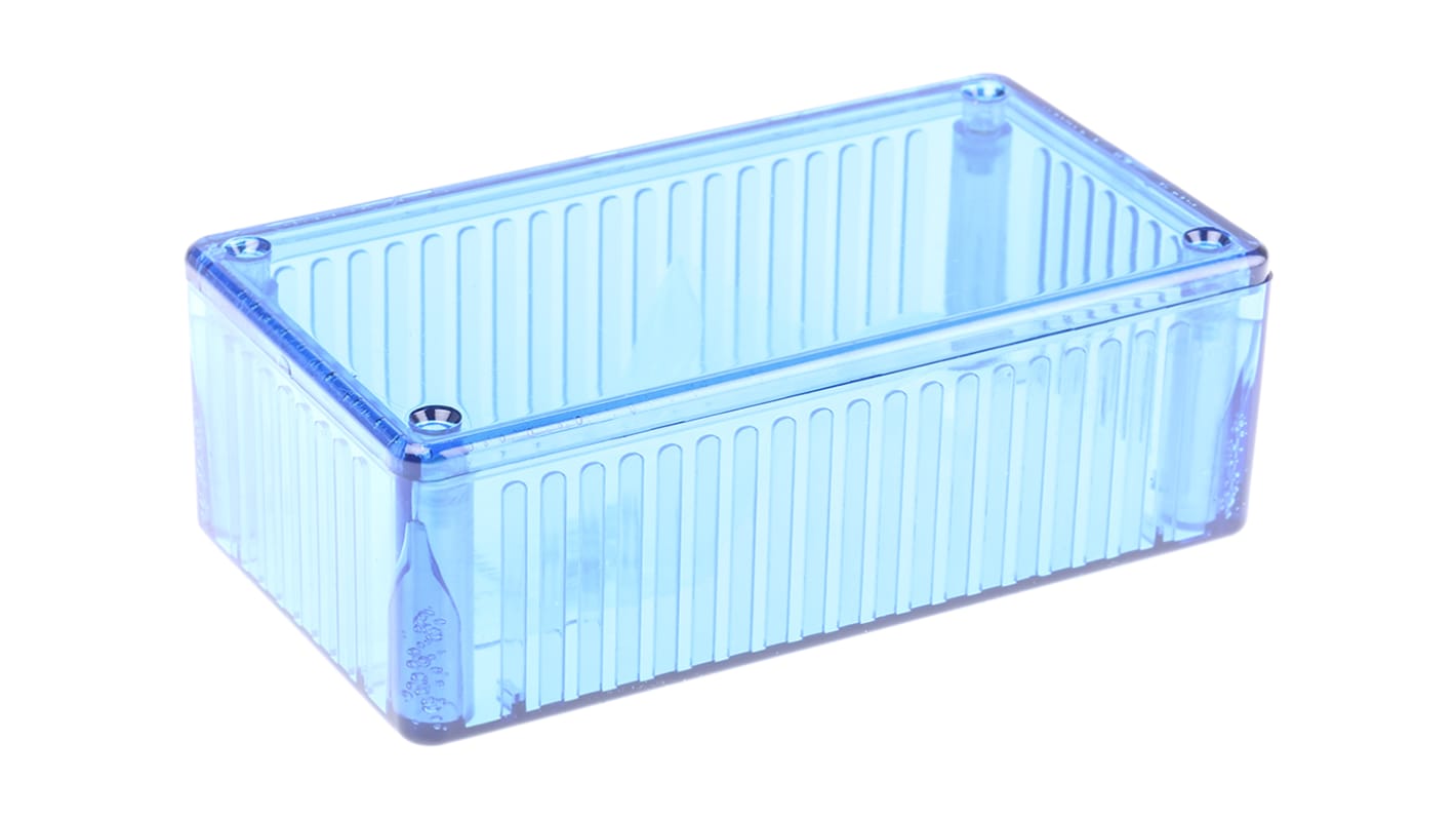 Hammond 1591 Series Transparent Blue Polycarbonate Enclosure, IP54, Transparent Blue Lid, 120 x 65 x 36mm