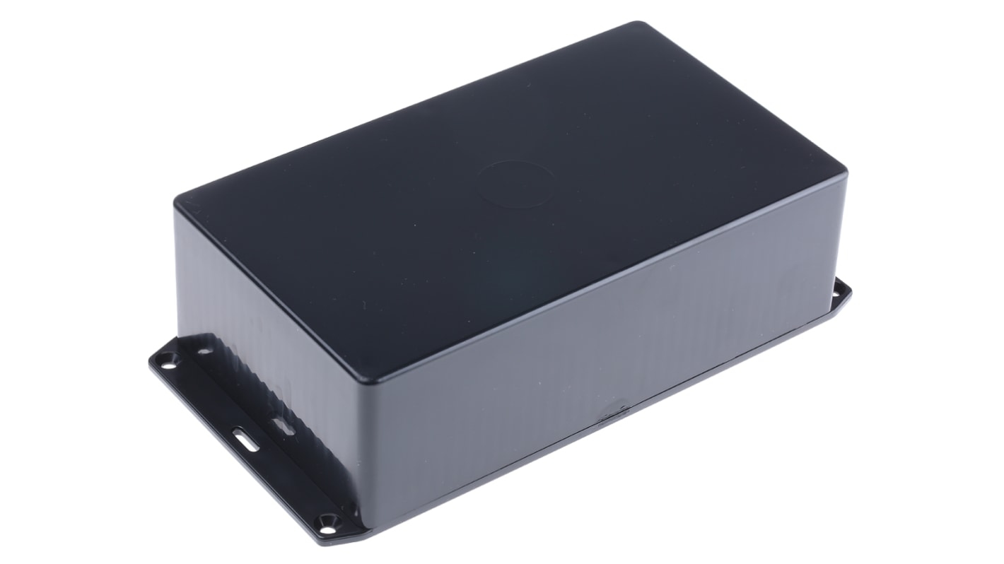 Hammond 1591 Series Black ABS Enclosure, IP54, Flanged, Black Lid, 191 x 110 x 57mm