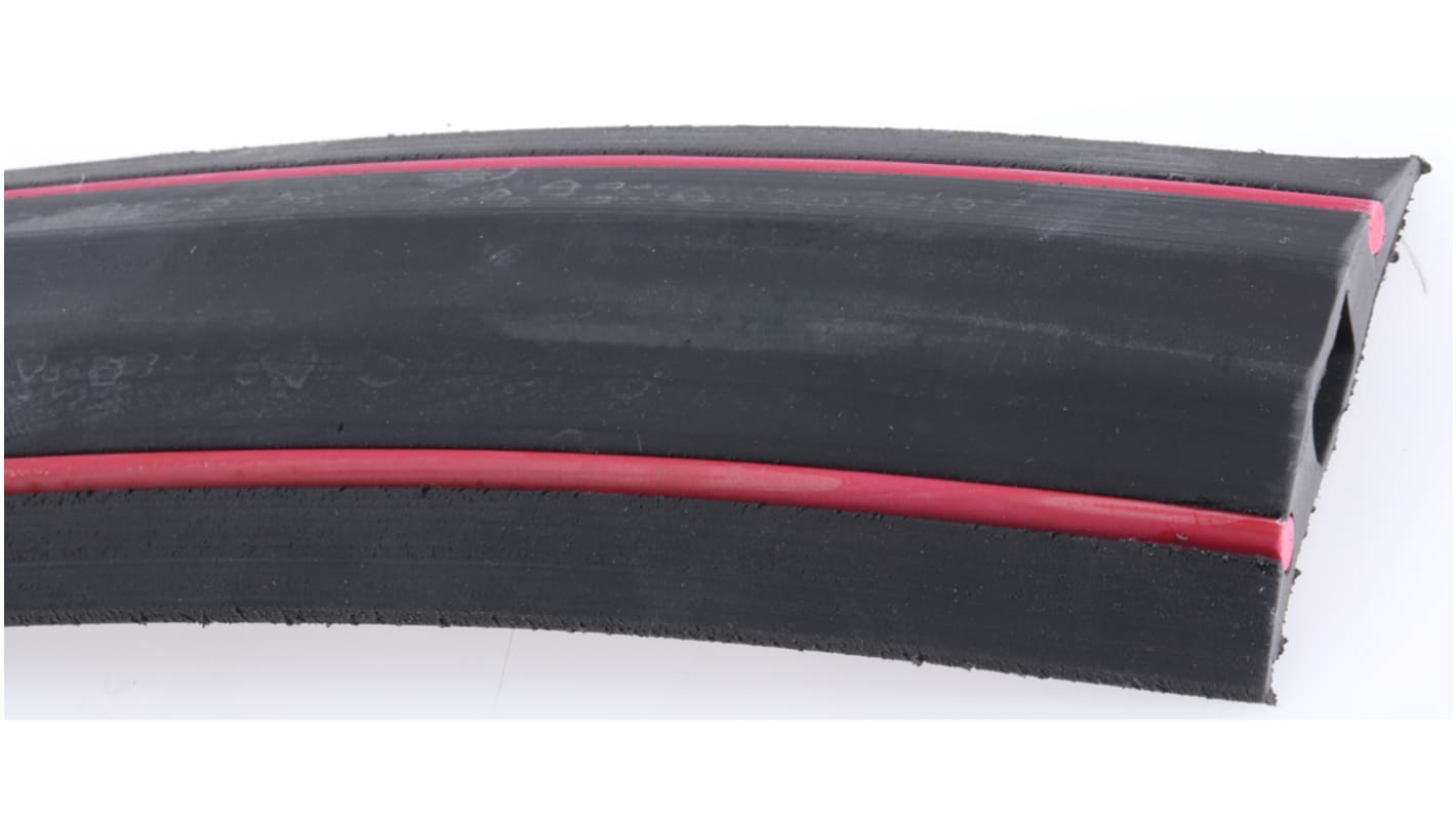 RS PRO 3m Black/Red Cable Cover in Rubber, 14 x 8mm Inside dia.