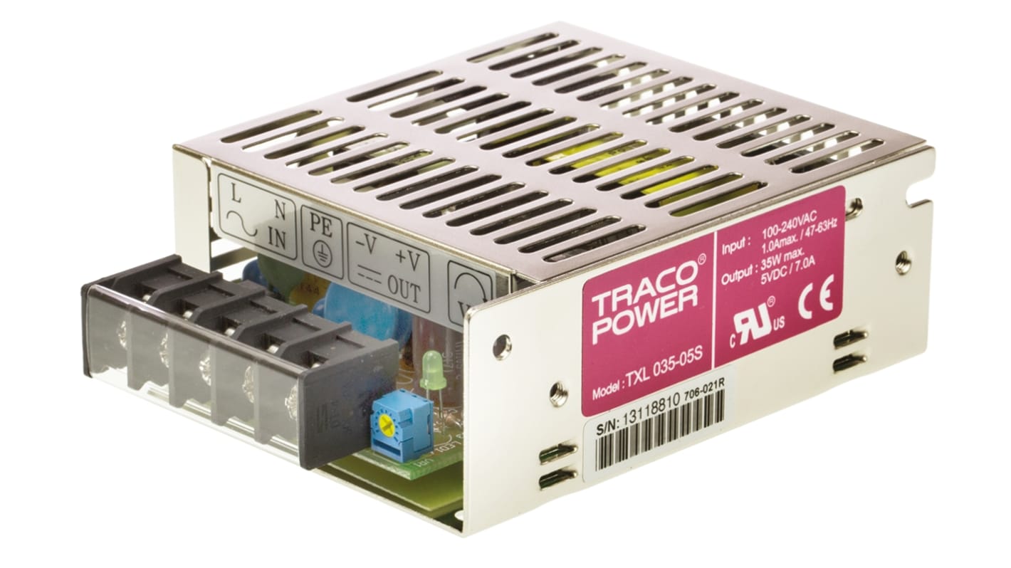 Alimentation à découpage, TRACOPOWER, TXL 035 35W, 1 sortie à 5V c.c. 7A