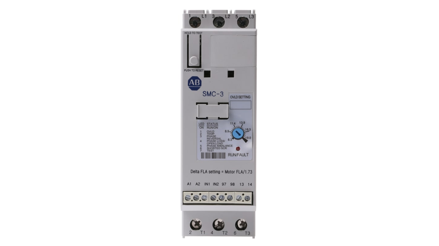 Démarreur progressif progressif, triphasé Allen Bradley SMC-3, 7,5 kW 460 V c.a. 19 A