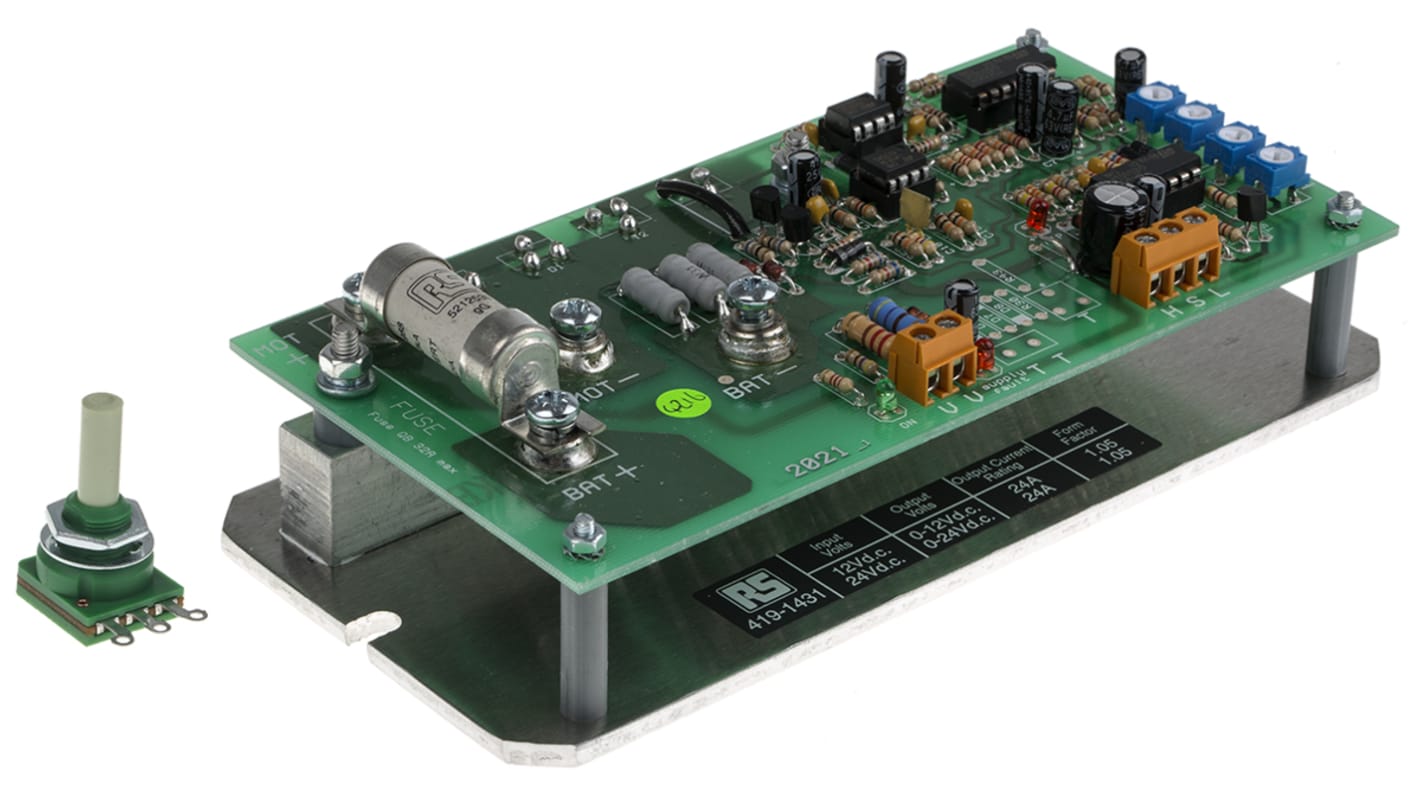 RS PRO, DC Motor Controller, Potentiometer Control, 12 V dc, 24 V dc, 24 A, Panel Mount