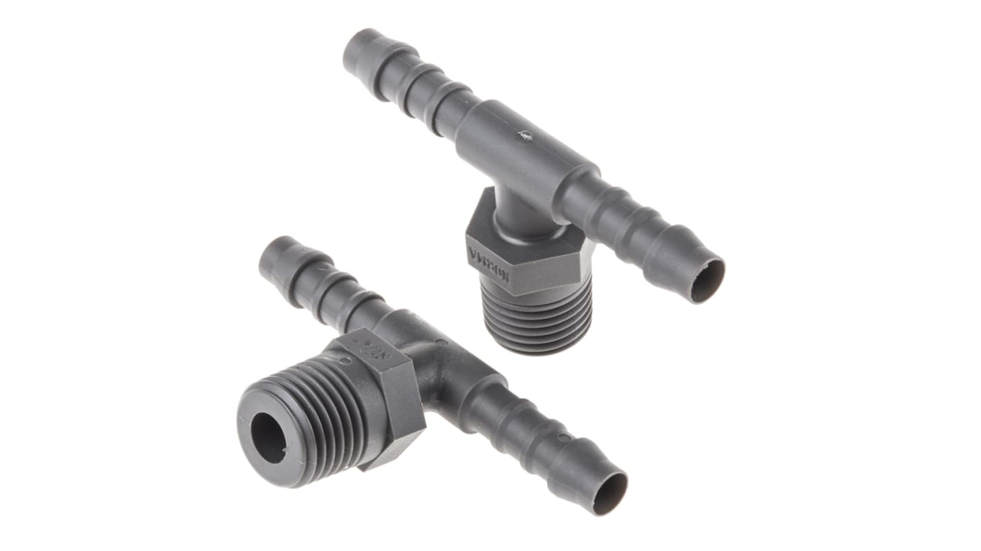 RS PRO Hose Connector, Tee Hose Tail Adaptor, R 1/4in 6mm ID