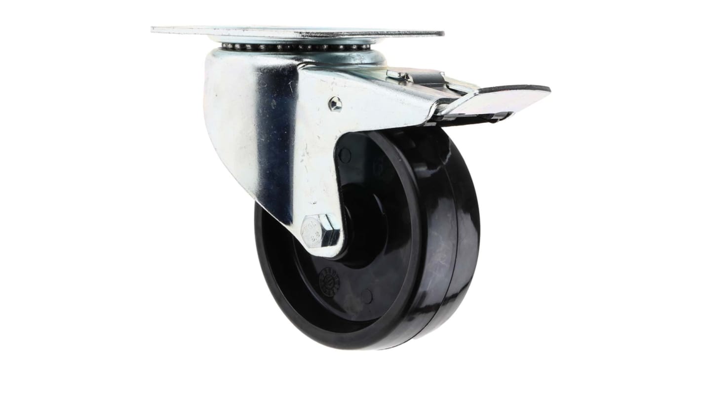 RS PRO Braked Swivel Castor Wheel, 120kg Capacity, 100mm Wheel