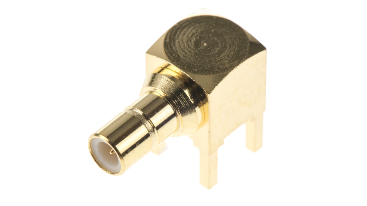 TE Connectivity, Jack Through Hole SMB Connector, 50Ω, Solder Termination, Right Angle Body