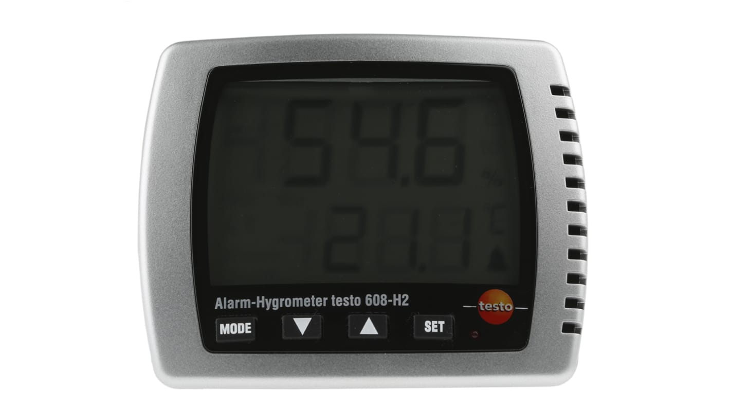 Testo 数字湿度计, 最高+70°C, 最大98%RH, ±0.5 + 1 位 °C温度精度, ±2 %RH湿度精度, 608-H2型号