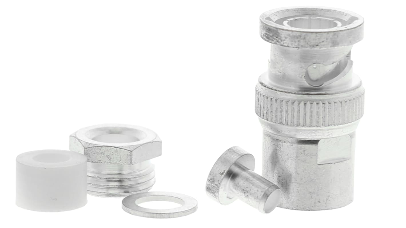 TE Connectivity Straight 75Ω Cable Mount BNC Connector, Plug, Silver, Solder Termination, URM 70