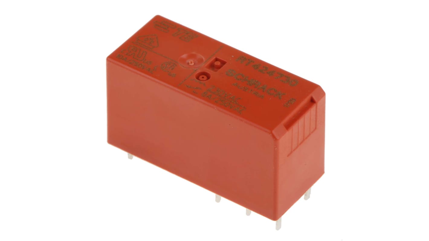 TE Connectivity PCB Mount Power Relay, 230V ac Coil, 8A Switching Current, DPDT