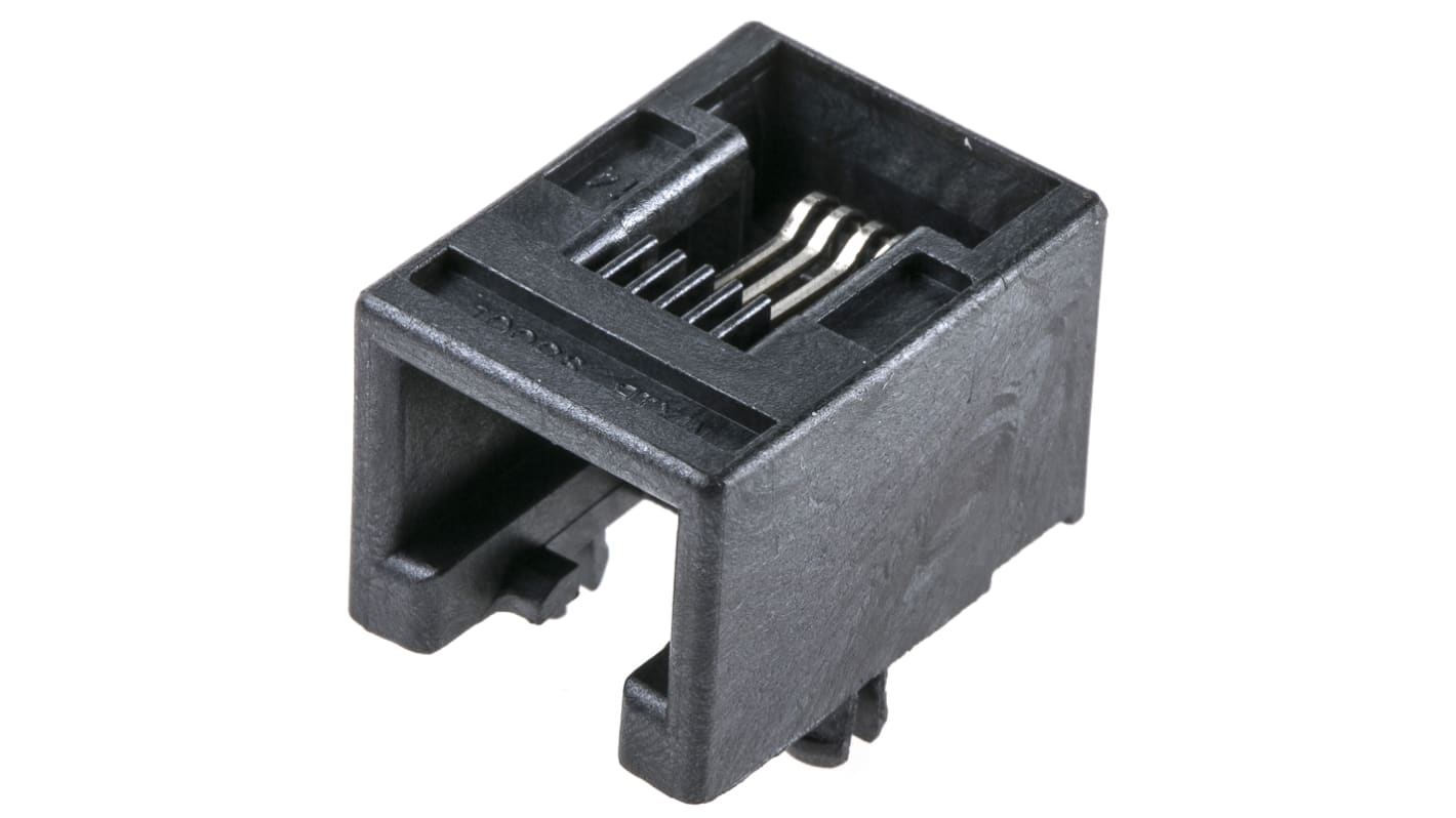 Molex 95501 Series Female RJ22 Connector, Cable Mount, Cat3 Right Angle 6P4C -Way
