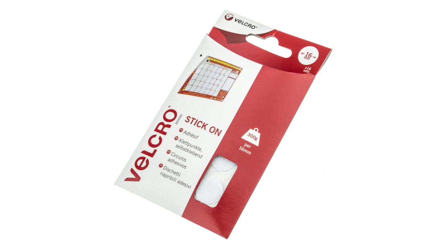Velcro White Hook & Loop Tape, 16mm x 16mm
