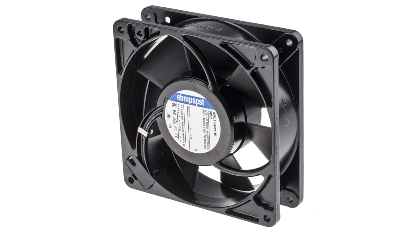 ebm-papst 5900 Series Axial Fan, 230 V ac, AC Operation, 180m³/h, 18W, 78mA Max, 127 x 127 x 38mm