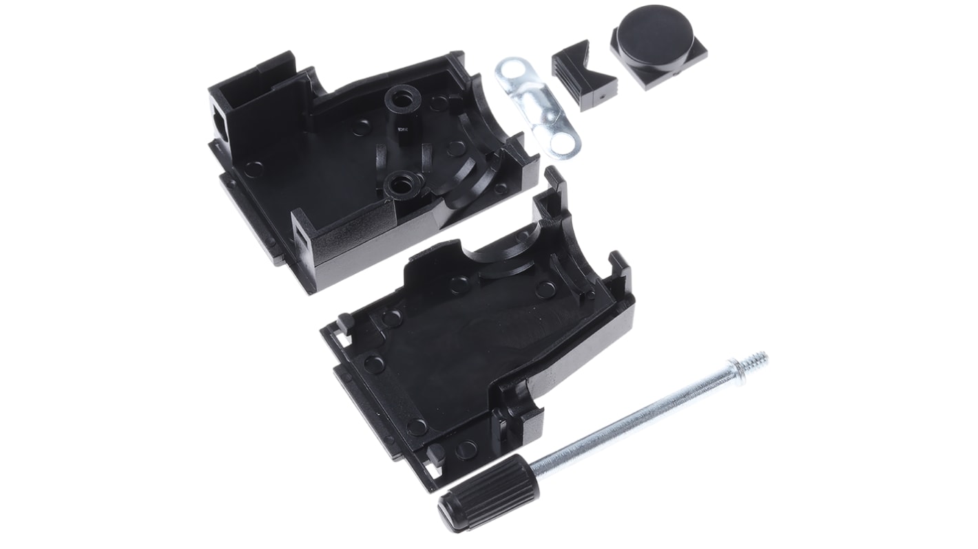 MH Connectors MHDSSK-T/P Series ABS Angled, Straight D Sub Backshell, 9 Way, Strain Relief