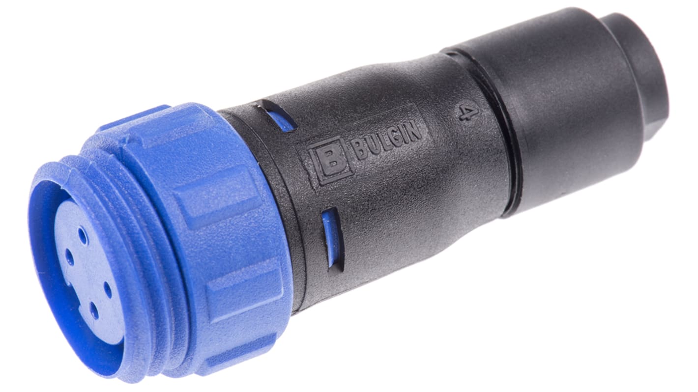 Bulgin Circular Connector, 4 Contacts, Cable Mount, Miniature Connector, Socket, Female, IP68, Buccaneer 400 Series