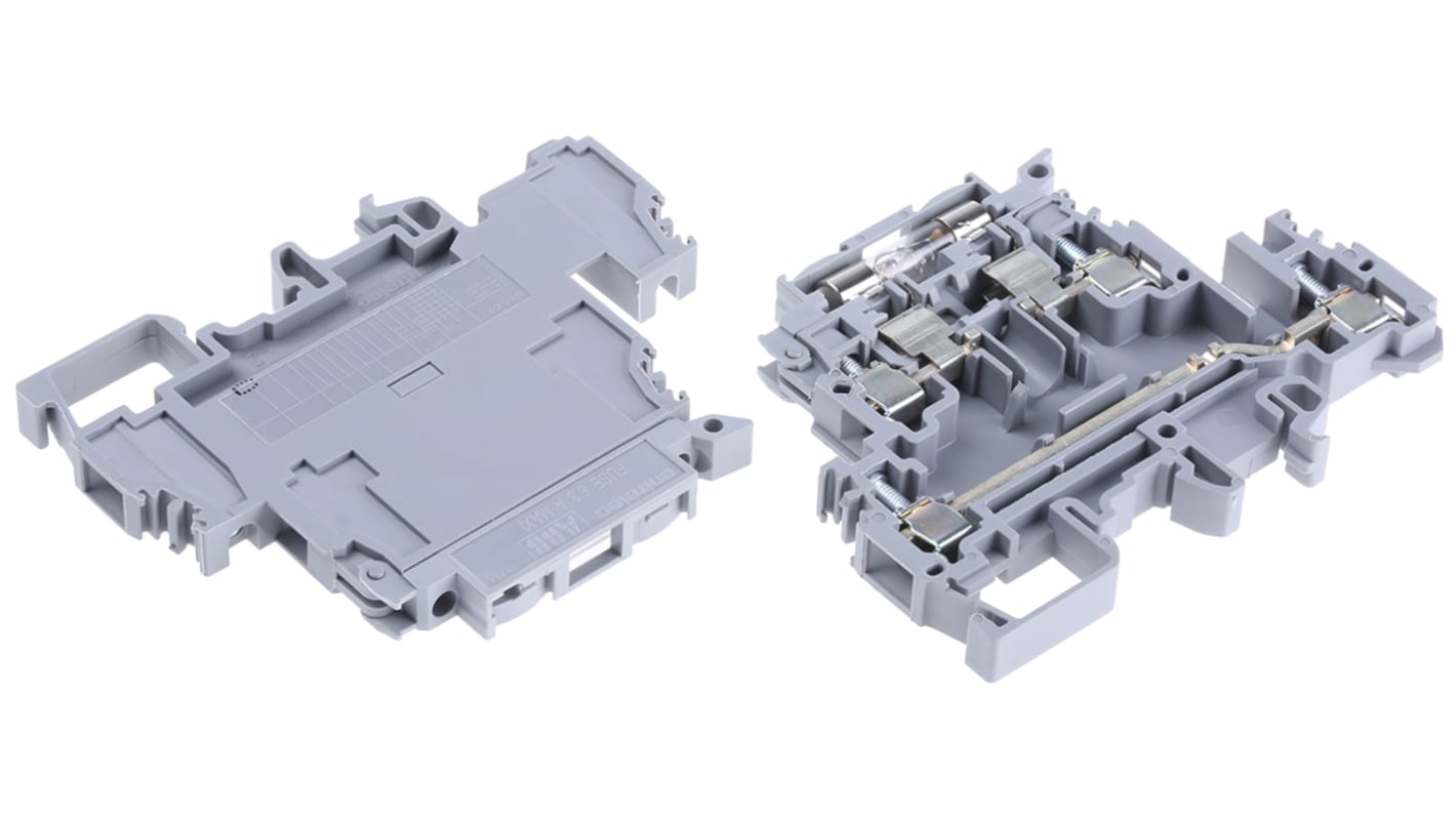 Entrelec M Series Grey Fused DIN Rail Terminal, 4mm², Double-Level, Screw Termination, Fused