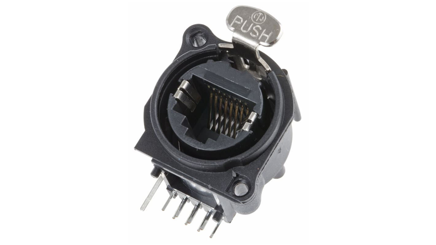 Neutrik etherCON Series Female RJ45 Connector, Through Hole Right Angle 1 Port