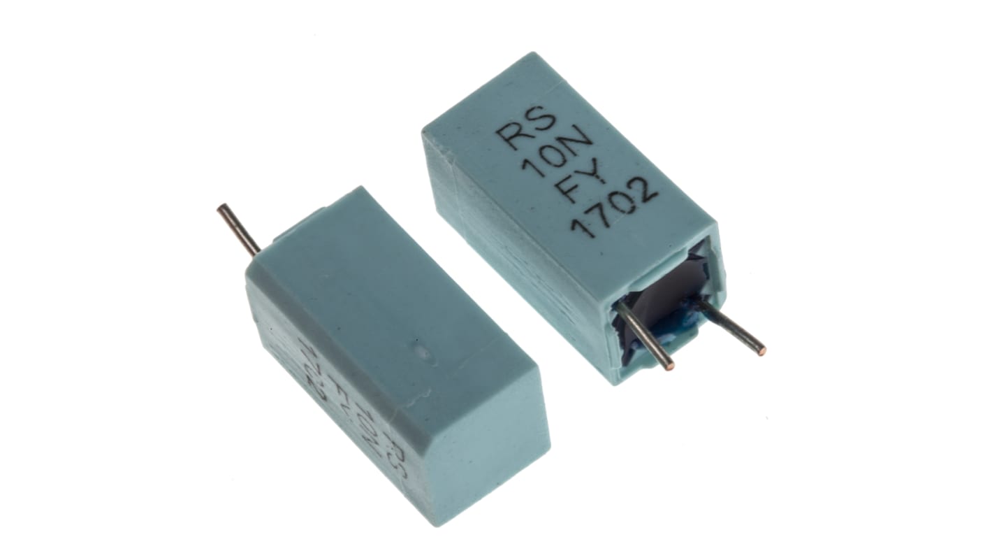 Condensador de película RS PRO, 10nF, ±1%, 63V dc, Montaje en orificio pasante