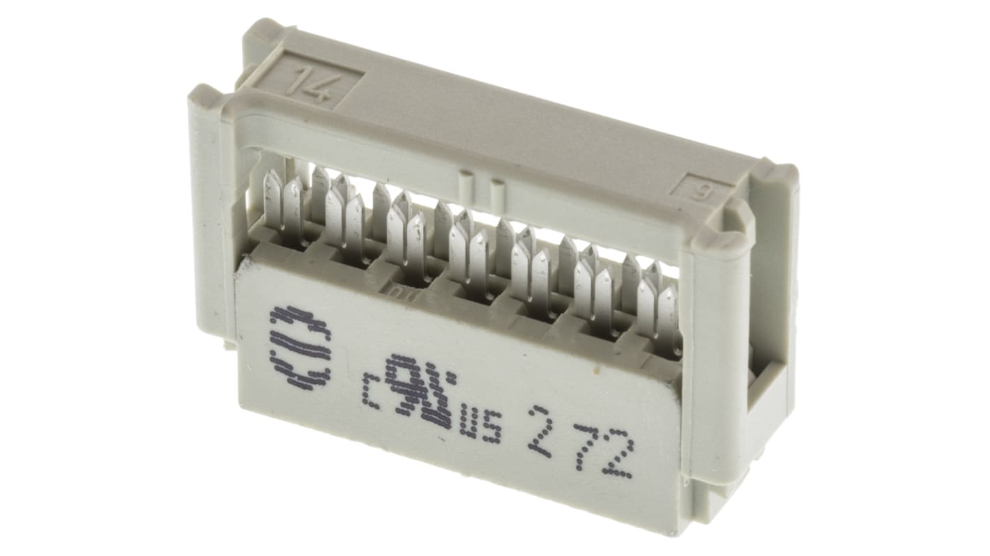 Conector IDC hembra HARTING serie SEK-18 de 14 vías, paso 2.54mm, 2 filas, Montaje de Cable