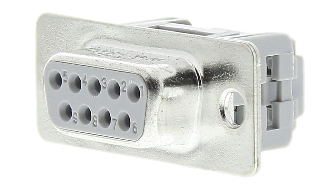 HARTING 9 Way Right Angle Cable Mount D-sub Connector Socket, 1.27mm Pitch