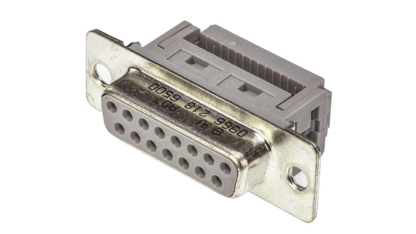 Conector D-sub HARTING, Serie D-Sub Standard, paso 2.77mm, Ángulo de 90° , Montaje de Cable, Hembra, Terminación IDC