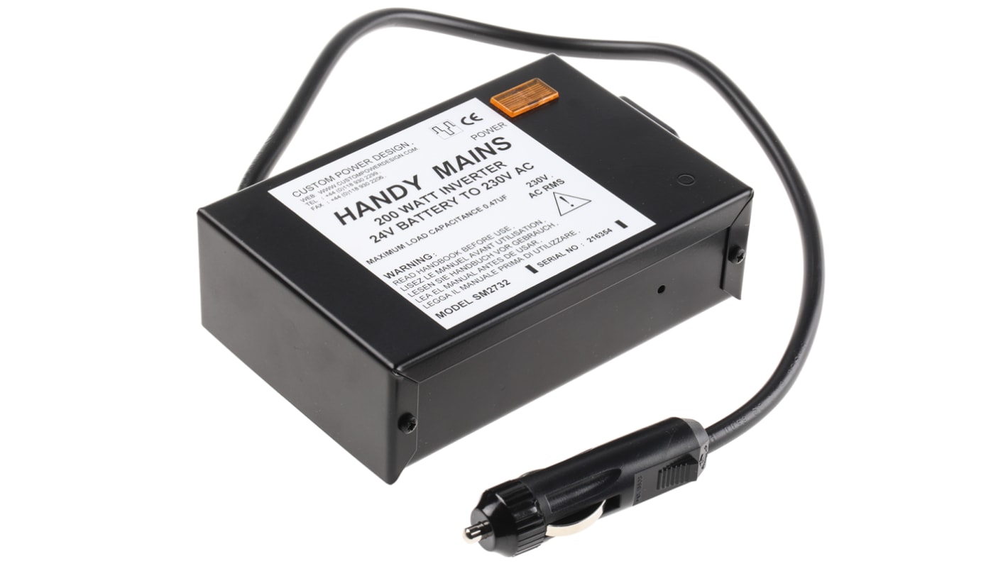 Inverter di potenza Custom Power Design, ingresso 22 → 30V cc, uscita 230V ca, 200W, connettore Connettore